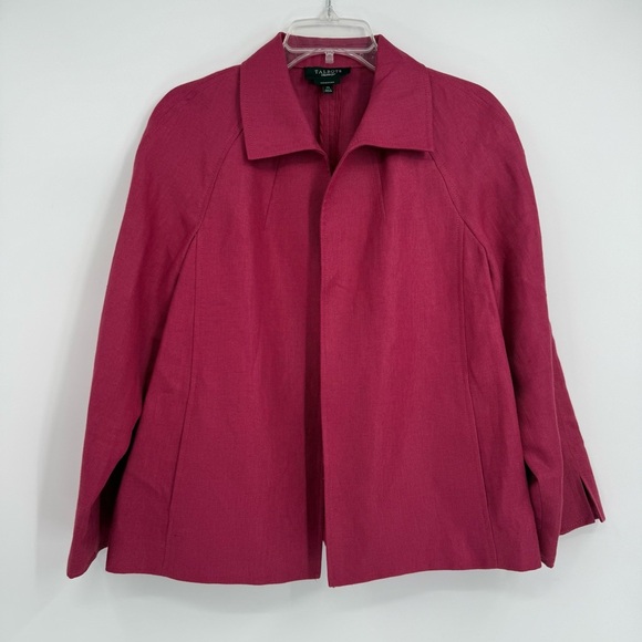 Talbots Jacket Womens Size XL Pure Irish Linen Blazer Open Front Pockets berry - Picture 9 of 9